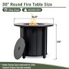 Gulches 30" Round Propane Fire Pit Table 50,000 BTU Black Steel, Wood Grain Ceramic Top, CSA/ETL Approved, Adjustable Flame with Lid/Rain Cover - 3 of 4
