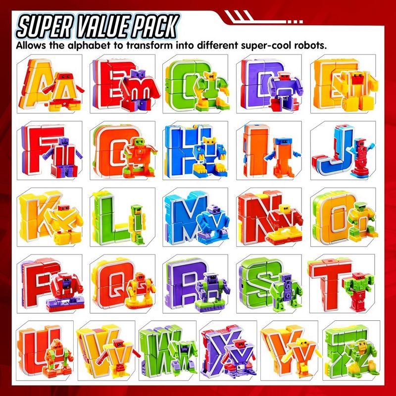 Syncfun 26pcs Alphabet Robots Toys for Kids, ABC Learning Toys, Alphabots, Letters, Toddlers Education Toy, Carnival Prizes, Christmas Toys, 2 of 8