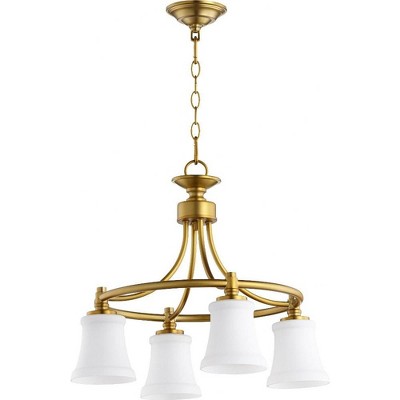 Quorum Lighting Rossington 4-Light Nook Pendant, Aged Brass, 21W x 18H, Dry Rated