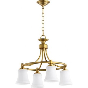 Quorum Lighting Rossington 4-Light Nook Pendant, Aged Brass, 21W x 18H, Dry Rated - 1 of 3