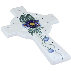 Blue Rose Polish Pottery 69A WR Unikat Cross - 1 of 1