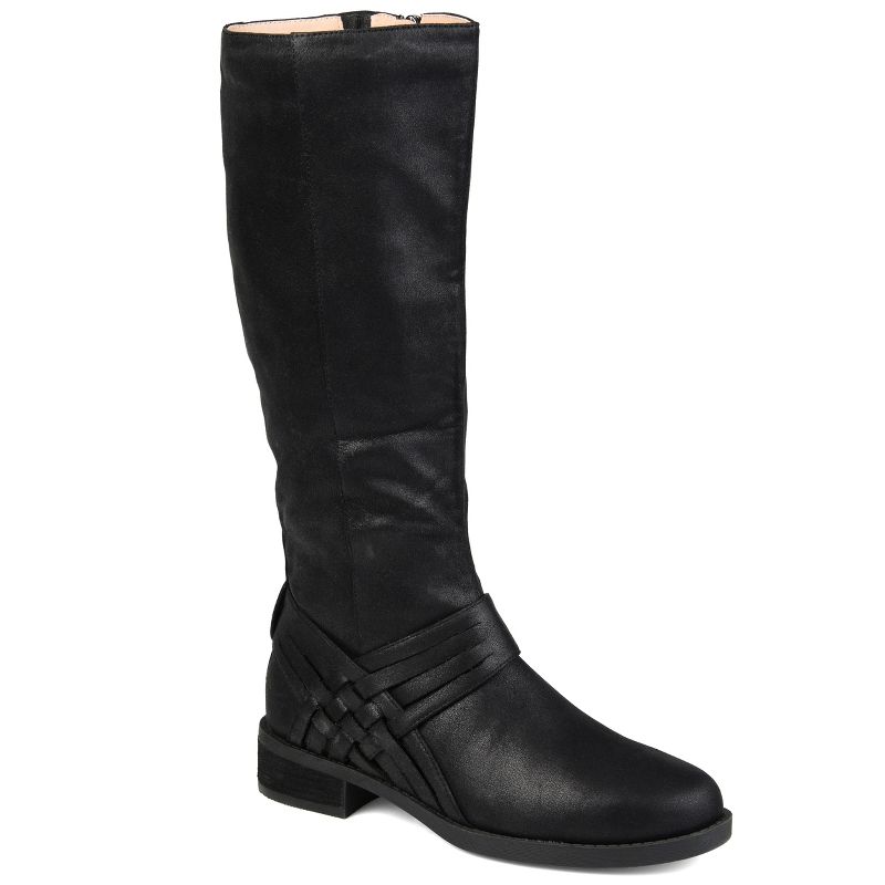 Journee Collection Womens Meg Stacked Heel Riding Boots, 1 of 11