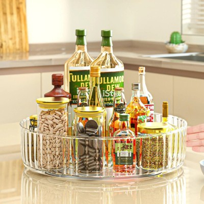 LunaLulinlk Lazy Susan Turntable, 360 Transparent Rotating Seasoning Organizer for Kitchen