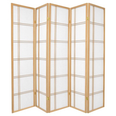 Photo 1 of 6 ft. Tall Double Cross Shoji Screen - Natural (5 Panels)