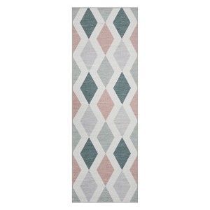 Coolmee Washable Area Rugs for Living Room, Vintage Retro Checkered Rugs Non Slip Ultra-Thin Low Pile Foldable Floor Carpet for Bedroom - 1 of 4