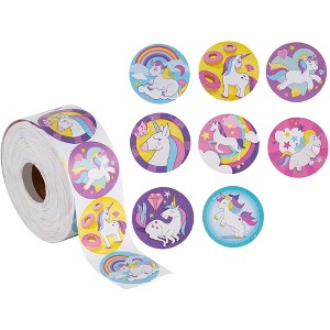 Blue Panda 1000-Piece Rainbow Unicorn Stickers Sticker Roll, 1.5" - 1 of 4