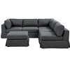 TiramisuBest 6-Piece Reversible Modular Sectional Sofa, Slipcovered Gray Couch with Removable Cushions, French Country Style for Living Room - 2 of 4