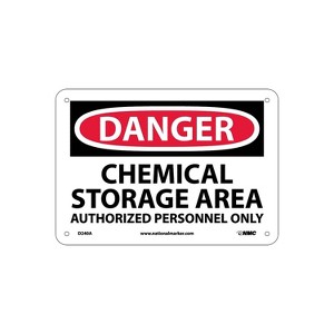 National Marker Danger Signs; Chemical Storage Area Authorized Personnel Only 7X10 .040 Aluminum - 1 of 1