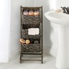 mDesign Water Hyacinth 3-Tiered Storage Baskets Floor Stand - Black/Black Wash - 2 of 4