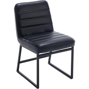 Upholstered PU Leather Dining Chairs Set of 2 with Metal Legs Armless Dining Chairs Upholstered Office Chairs - 1 of 4