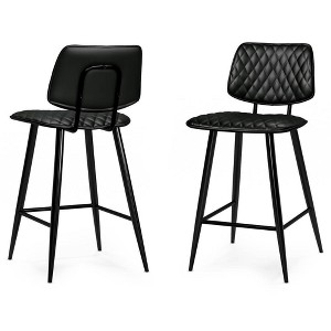 WyndenHall Set of 2 Skyla Counter Height Barstools Black: Quilted Upholstery, Plywood Frame, Footrest - 1 of 4
