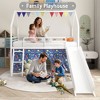 Okak Twin Size Metal House Loft Bed with Slide & Curtain Set & Star Stickers,Contemporary Bed Frame for Bedroom,Kids Room - 2 of 4