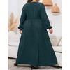 YESFASHION Women Plus Size Maxi Dresses Long Lantern Sleeves Casual Wrap Split Dress - 2 of 4