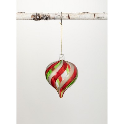 Sullivans Striped Drop Glass Ornament 4.5"H Multicolored