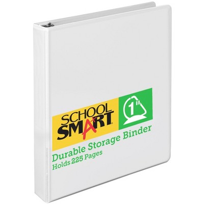 School Smart Durable Polypropylene D-Ring Binder, 1 Inch, White