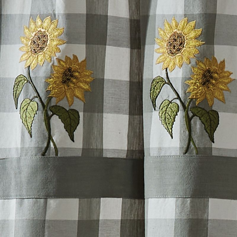 Park Designs Wicklow Check Sunflower Embroidered Shower Curtain 72" x 72", 3 of 6