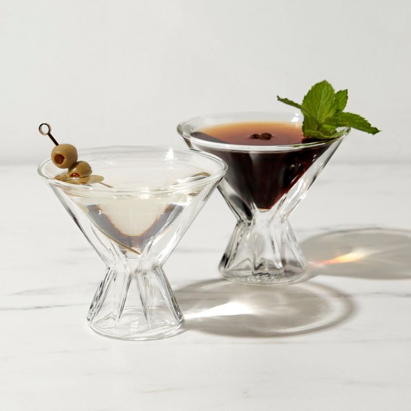 Viski Double Walled Cocktail Glasses - Insulated Martini Glasses with Cut Crystal Design - Dishwasher Safe Borosilicate Glass 8.5oz Set of 2, 4 of 10