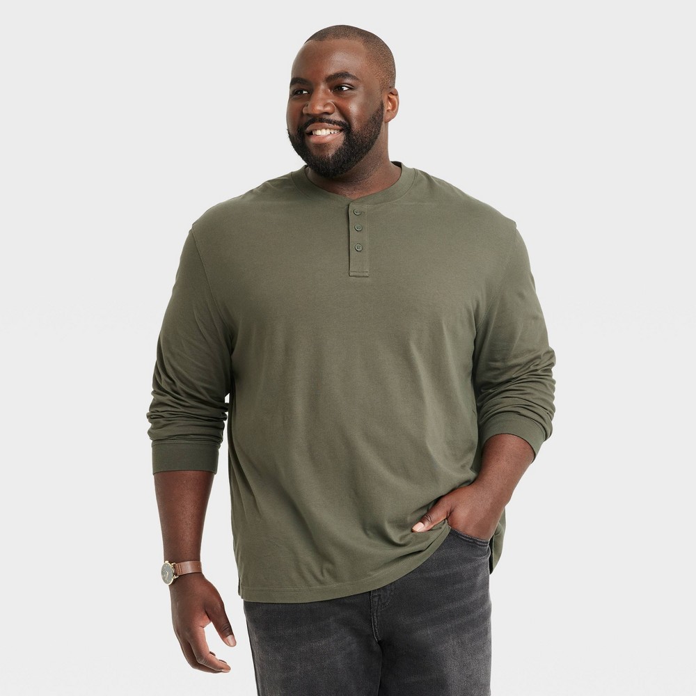 Men's Big & Tall Long Sleeve Henley Shirt - Goodfellow & Co™ Forest Green 5XL