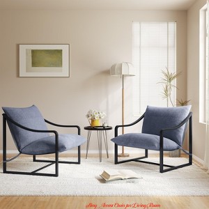 Accent Chair w/ Soft Cushion, Upholstered Metal Frame Living Room Chair, Comfychair for Bedroom Balcony Lounge Reading Room - 1 of 4