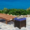 Tangkula Set of 2 Patio Rattan Ottoman Footrest Garden Outdoor w/ Brown/Turquoise/Navy Cushion - 4 of 4