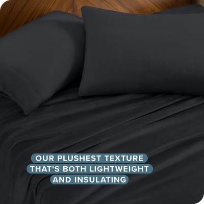 Full Black Microplush Polyester Deep Pocket Sheet Set