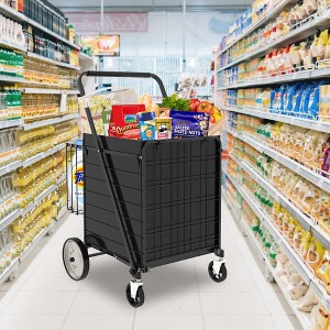 GDFStudio Salta Heavy-Duty Foldable Shopping Cart with Dual Baskets and 360° Swivel Wheels - 1 of 4