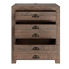 VYNXARIA Rustic Farmhouse Style Three-Drawer Solid Pine Wood Nightstand with Cup Pulls and Integrated Charge Station - 4 of 4