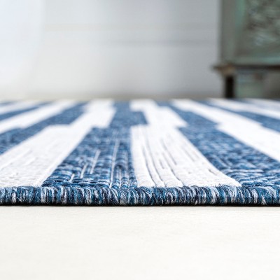 Sukie Reversible Blue/Ivory Stripe Synthetic 3x5 Area Rug