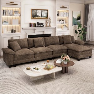 Captiva Designs 157.5-Inch Cloud Modular L-Shaped 5PC Sectional Sofa, Comfy Couch with Ottoman and Deep Cushions - 1 of 4