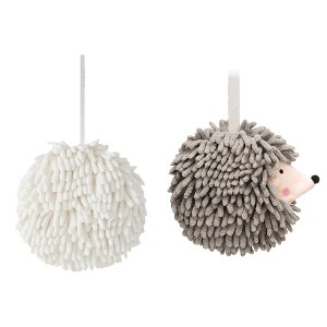 REGALWOVEN 2 Pcs Comfortable Soft Absorbent Chenille Ball Fuzzy Hand Towel for Home Decor - 1 of 4