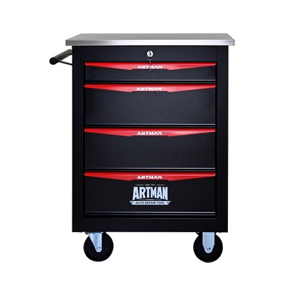 Maggift 4-Drawer RollingTool Boxes with Keyed Locking System, Ball Bearing Drawer Slides, Steel Tool Storage Box for Office, Red, 22.2"*13.6"*30.7"