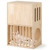 FURNIinspire Pet Tower Cat Tower Wooden 2 Tier Cat House Cat Condo, Pet Furniture Cat Litter Box with Cushion, Brown, 17"*11.5"*25.5" - 2 of 4