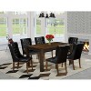HomeStock 7-Piece Distressed Jacobean Finish Solid Wood Top Dining Table with 6 Chairs - 2 of 4