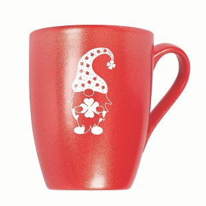 Elanze Designs Gnome With Clover Pattern On Hat 10 ounce New Bone China Coffee Tea Cup Mug, Crimson Red - 1 of 4