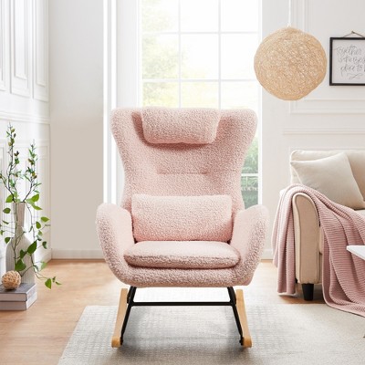LOVMOR Rocking Chair Nursery, Modern Rocking Chair with High Backrest