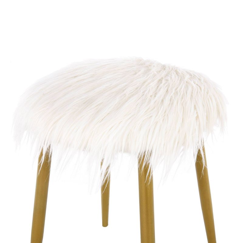Madison Faux Fur Ottoman/Foot Rest White/Gold - Carolina Chair &#38; Table, 5 of 6