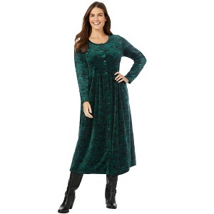 Woman Within Plus Size 21-Button Velour Dress - 1 of 4