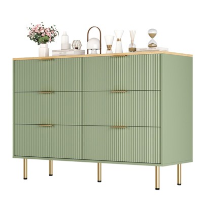 Fluted Dresser for Bedroom,5 Drawer Dresser with Wide Drawers,Wooden Chest of Drawers,Modern Storage Dressers