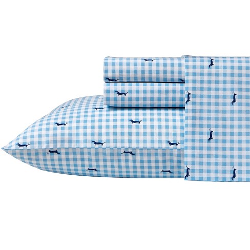 Scout Preppy store King Size Cotton Percale Sheet Set Blue White