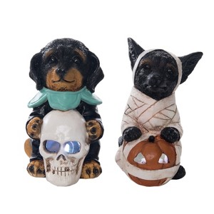 Transpac Resin Light Up Halloween Puppy Figurine Set of 2 Halloween Home Decorations - 1 of 1