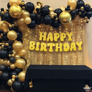 KatchOn, Glitter Gold Happy Birthday Banner Prestrung - 10 Feet | Gold Happy Birthday Sign - 1 of 4