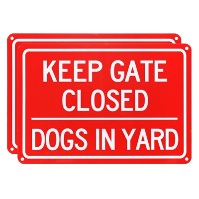 Unique Bargains Home Aluminum Reflective Keep Gate Closed Dogs in Yard Sign 2 Pcs