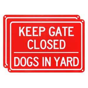 Unique Bargains Home Aluminum Reflective Keep Gate Closed Dogs in Yard Sign 2 Pcs - 1 of 4
