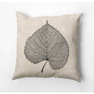 18"x18" Leaf Study Square Throw Pillow Black - e by design