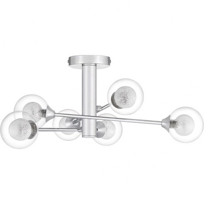Modern Matte Black and Chrome Crystal LED Ceiling Light