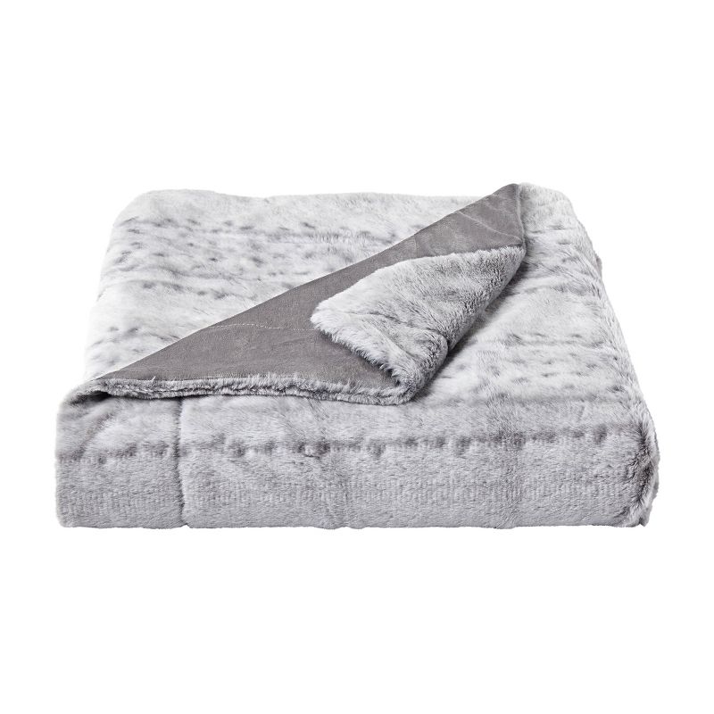 Hastings Home Faux Rabbit Fur Hypoallergenic Throw With Faux Mink Back - Cloud Gray, 3 of 9