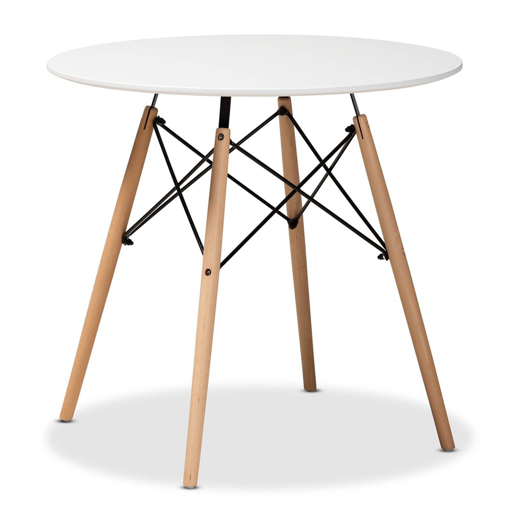 Photos - Dining Table Varen Plastic and Wood  White/Oak Brown/Black - Baxton Studio