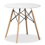Varen Plastic and Wood Dining Table White/Oak Brown/Black - Baxton Studio