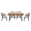 Outdoor 5 Pcs Dining Set, Dining Set with Chairs and Plastic Wood Table, Rattan Dining Chairs with Iron Frame and PE Cushions-Coolbibila - 4 of 4