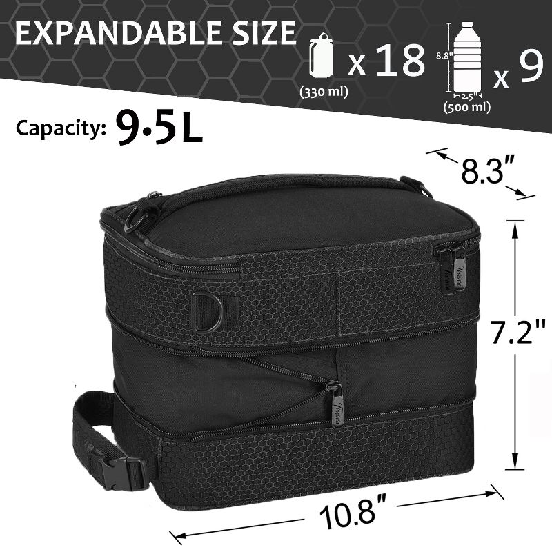Tirrinia Expandable Insulated Leakproof Lunch Bag, Flat Lunch Cooler Tote with Shoulder Strap, Lunch Box, 4 of 10